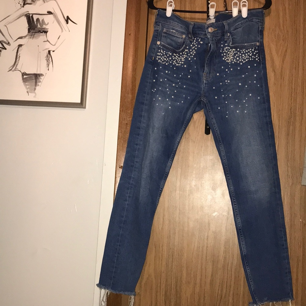 Zara women pearl jeans size 6